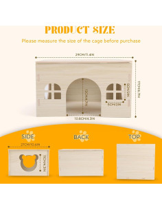 Casa de Cobaya de Madera EAROND 29x23.6x17.5 cm 2