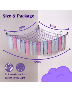 Hamaca Organizador de Juguetes MKO SHUN con Luz LED Púrpura 2