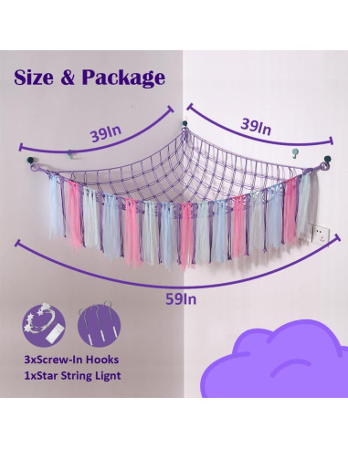 Hamaca Organizador de Juguetes MKO SHUN con Luz LED Púrpura