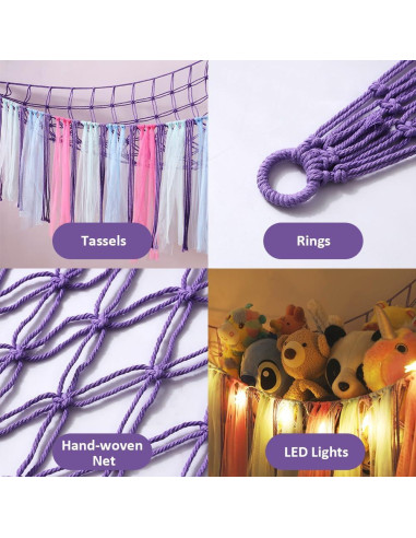 Hamaca Organizador de Juguetes MKO SHUN con Luz LED Púrpura