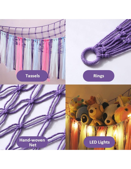 Hamaca Organizador de Juguetes MKO SHUN con Luz LED Púrpura