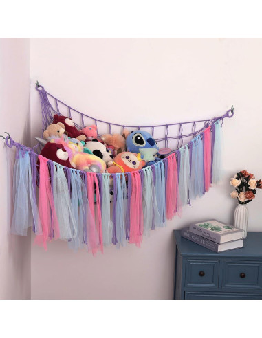 Hamaca Organizador de Juguetes MKO SHUN con Luz LED Púrpura