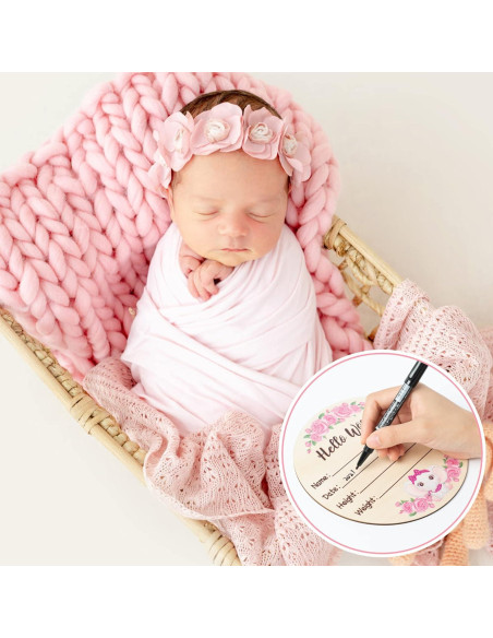 Cartel de Nacimiento Bebé R HORSE Elefante Rosa con Tinta