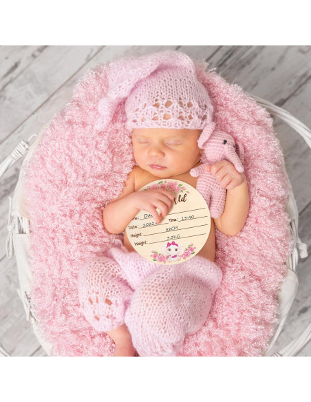 Cartel de Nacimiento Bebé R HORSE Elefante Rosa con Tinta