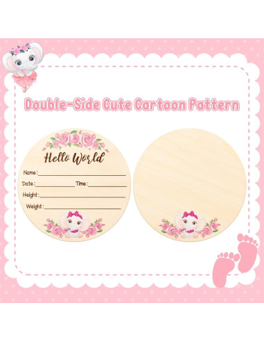 Cartel de Nacimiento Bebé R HORSE Elefante Rosa con Tinta