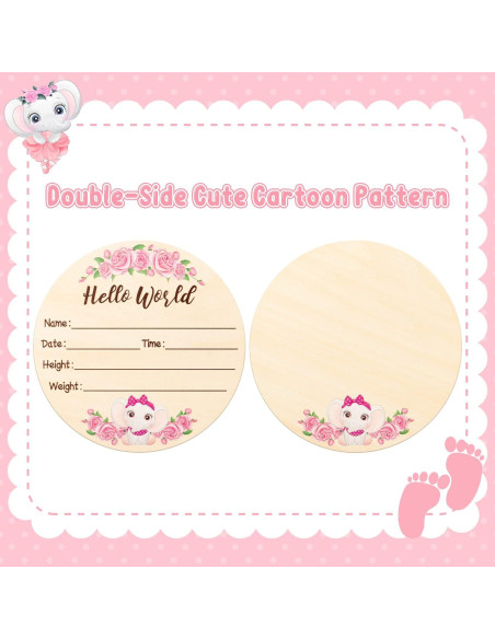 Cartel de Nacimiento Bebé R HORSE Elefante Rosa con Tinta