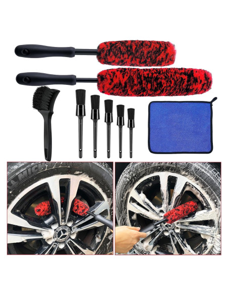 Juego de Cepillos de Limpieza para Ruedas Latamil 9 Piezas