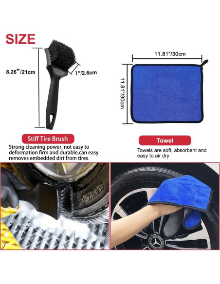 Juego de Cepillos de Limpieza para Ruedas Latamil 9 Piezas