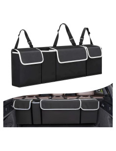 Organizador de Maletero de Coche AMZAUTO Negro Plegable 4 Bolsillos