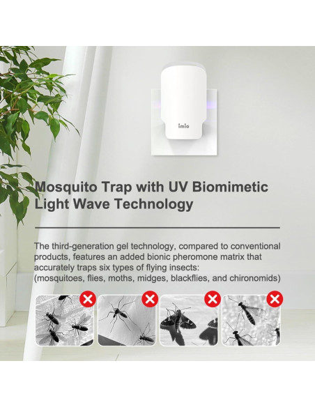 Trampa de Insectos Voladores Imio T10 con Luz UV y 3 Recargas