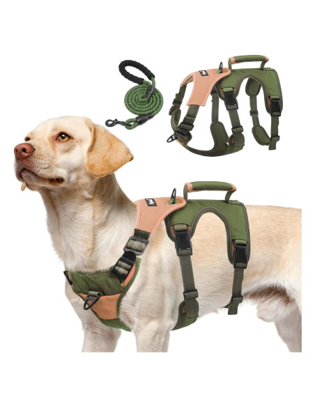 Arnés para Perros PUPTECK Grande Verde Reflectante Ajustable