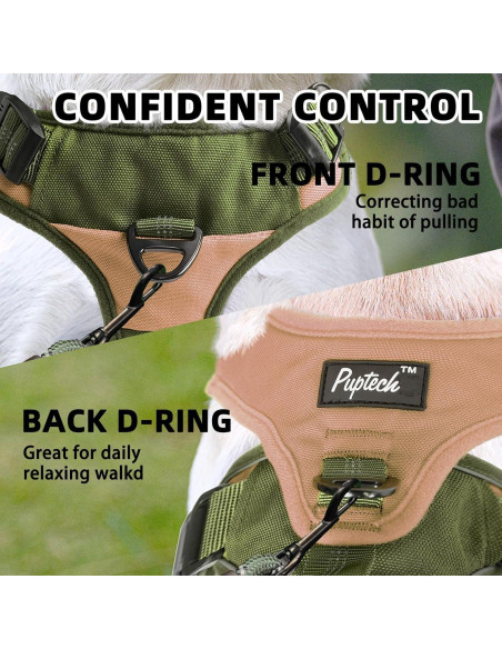 Arnés para Perros PUPTECK Grande Verde Reflectante Ajustable