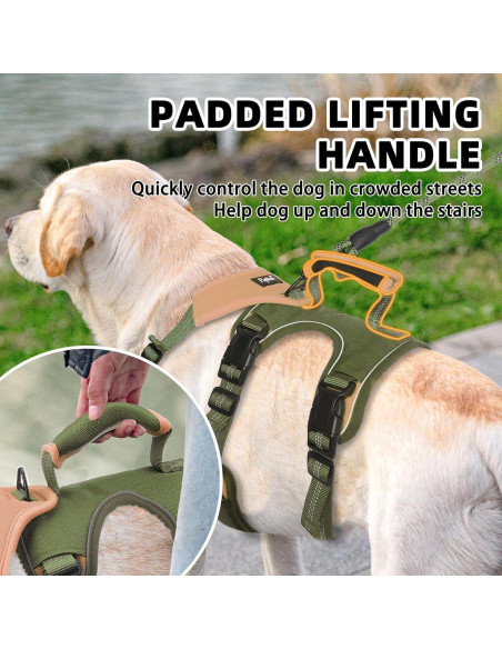 Arnés para Perros PUPTECK Grande Verde Reflectante Ajustable
