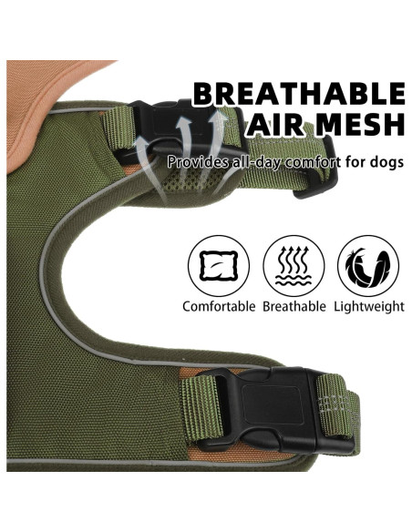 Arnés para Perros PUPTECK Grande Verde Reflectante Ajustable