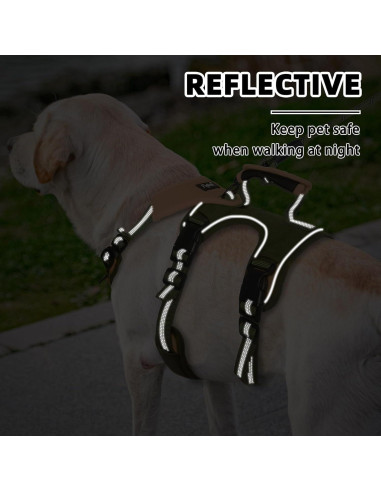 Arnés para Perros PUPTECK Grande Verde Reflectante Ajustable