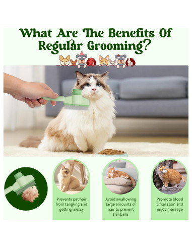 Cepillo para eliminación de pelo de mascotas Latonyar Verde