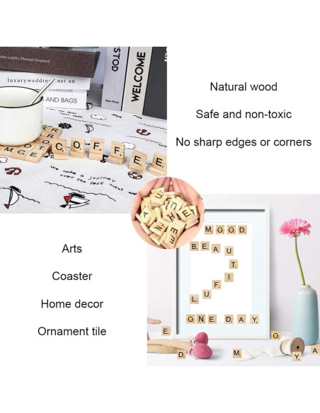 100 Azulejos de Alfabeto de Madera TMEEIHNSS para Manualidades