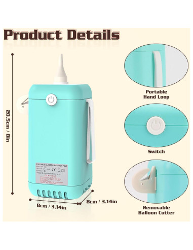 Bomba de Globo Eléctrica AXHJ 2 en 1 para Globos y Pelotas