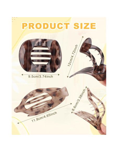 6 Clips de Pelo Franceses Planos Leopardo - Fuerte Sujeción