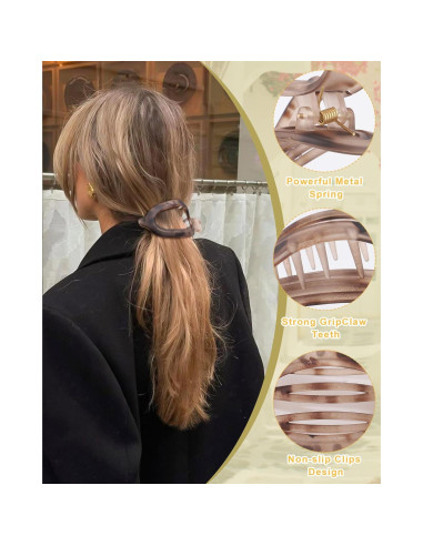 6 Clips de Pelo Franceses Planos Leopardo - Fuerte Sujeción