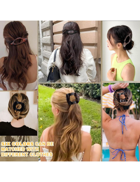 6 Clips de Pelo Franceses Planos Leopardo - Fuerte Sujeción