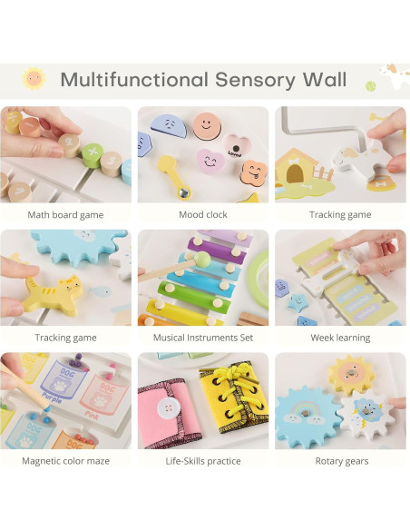 Panel Sensorial de Pared PIIKAGO para Niños 1-6 Años 152x59cm