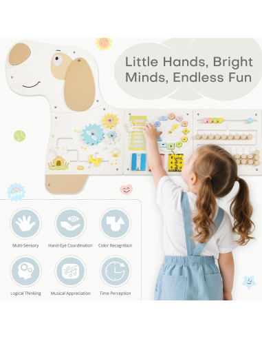 Panel Sensorial de Pared PIIKAGO para Niños 1-6 Años 152x59cm