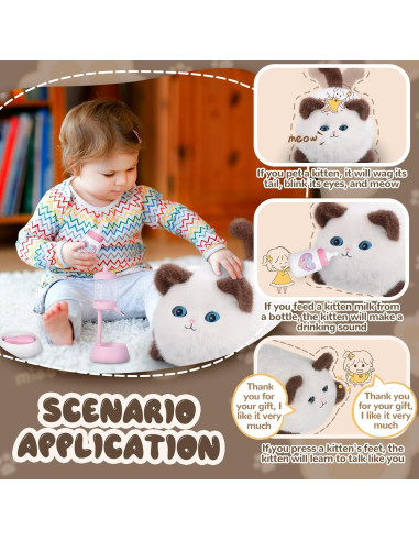 Gato de Peluche Interactivo SHANTOU 22x28.5x27 cm