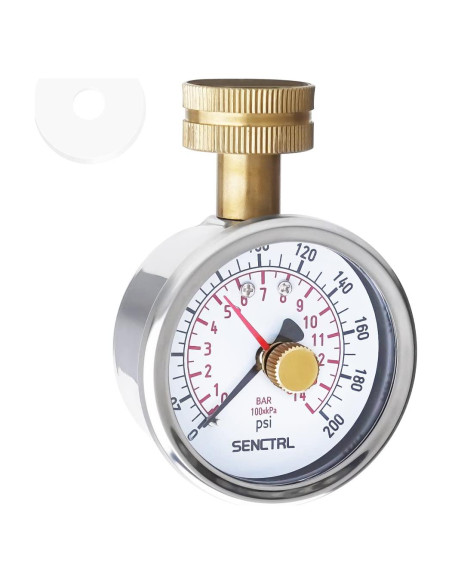 Manómetro de presión de agua SENCTRL 0-14 Bar 2.5" sin plomo