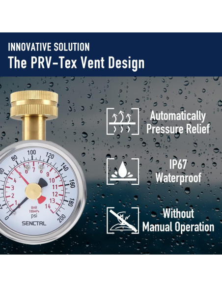 Manómetro de presión de agua SENCTRL 0-14 Bar 2.5" sin plomo