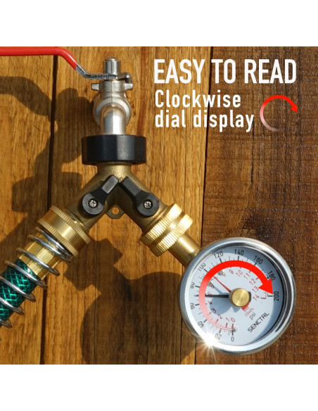 Manómetro de presión de agua SENCTRL 0-14 Bar 2.5" sin plomo