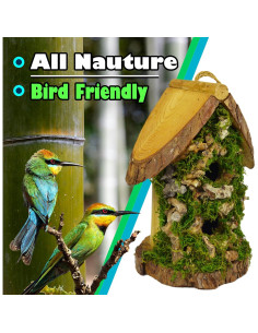 Casa de Pájaro de Madera All Nature con Musgo 22.86x15.24cm 2