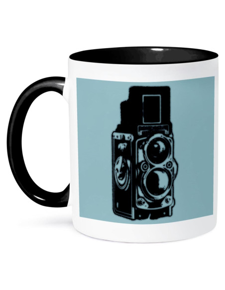 Taza de cerámica 3dRose 11 oz cámara vintage TLR cian