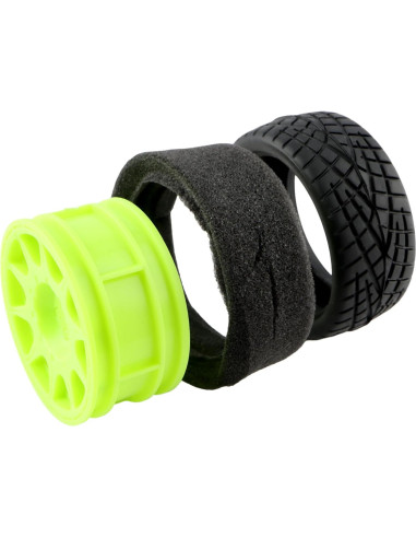 Neumáticos de Carreras Touring GDOOL 1/10 65mm Verde 12mm Hex