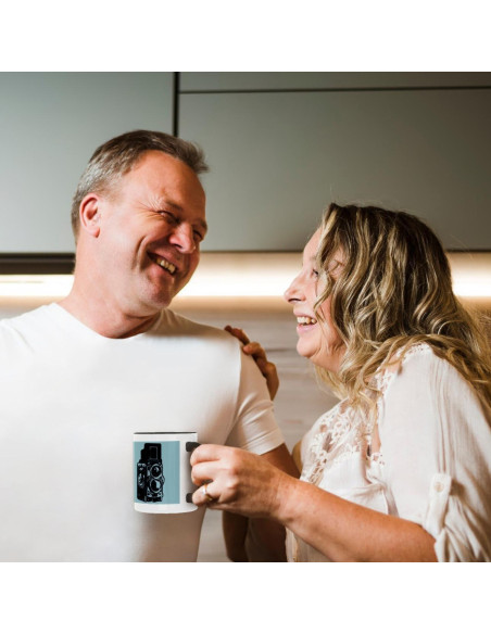 Taza de cerámica 3dRose 11 oz cámara vintage TLR cian