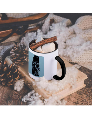 Taza de cerámica 3dRose 11 oz cámara vintage TLR cian