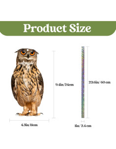 Ahuyentador de Aves Kungfu Mall - 4 Búhos Colgantes con Cinta Reflectante 2