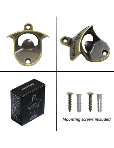 Abrebotellas Magnético Luwanburg Montado en Pared Bronce Antiguo