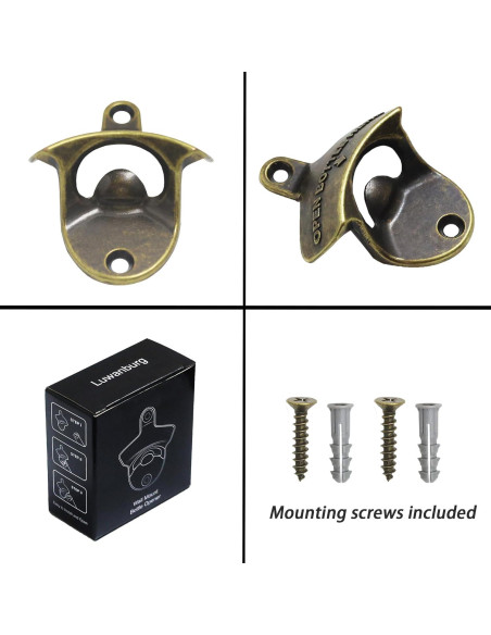 Abrebotellas Magnético Luwanburg Montado en Pared Bronce Antiguo