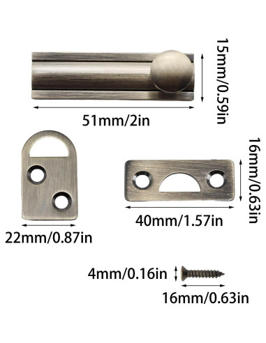 Cerrojo Deslizante de Latón Sólido 51mm Bronce Antiguo Adyoney