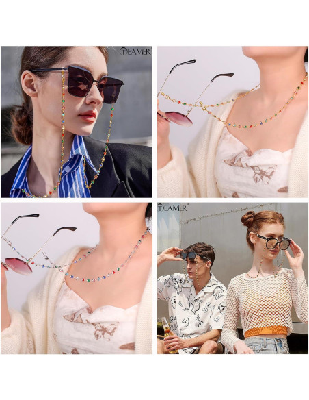 Cadena de Gafas de Sol TEAMER 80cm Acero Inoxidable Colorido