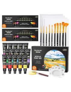 Juego de Pintura Acrílica 47 Piezas Shuttle Art 15 Colores 12ml