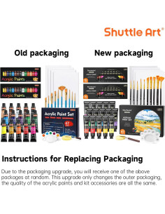 Juego de Pintura Acrílica 47 Piezas Shuttle Art 15 Colores 12ml 2