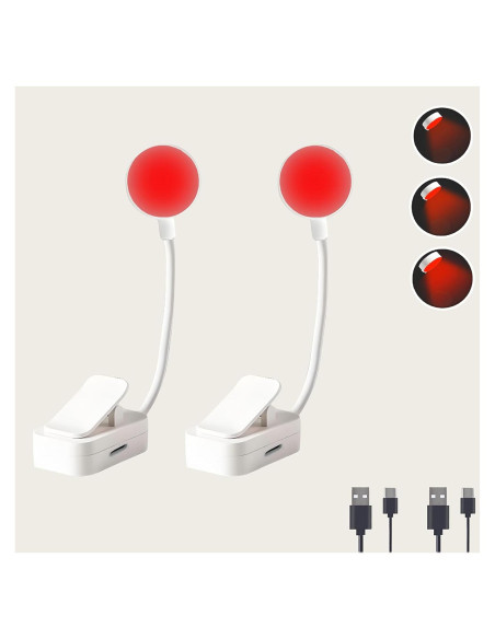 Luz de Lectura Roja Darlur - Paquete de 2, 3 Modos, Cuidado Ocular