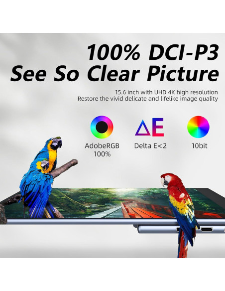 Monitor Portátil 15.6" 4K UHD Táctil Upperizon - 100% DCI-P3