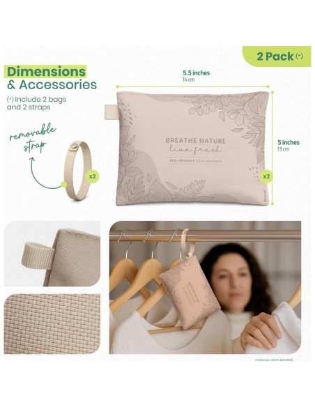 Insertos Desodorantes para Zapatos Roonin - Carbón Activado - Paquete de 2