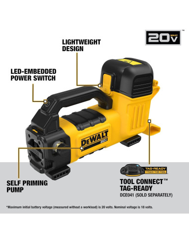 Bomba de Transferencia DEWALT 20V MAX, 10 GPM, Ligera y Potente