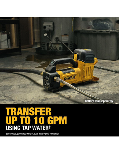 Bomba de Transferencia DEWALT 20V MAX, 10 GPM, Ligera y Potente