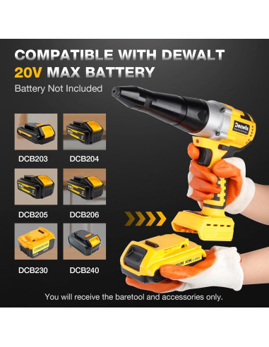 Pistola de Remaches Inalámbrica Decwls 20V, 3 Cabezales