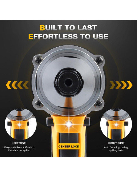 Pistola de Remaches Inalámbrica Decwls 20V, 3 Cabezales